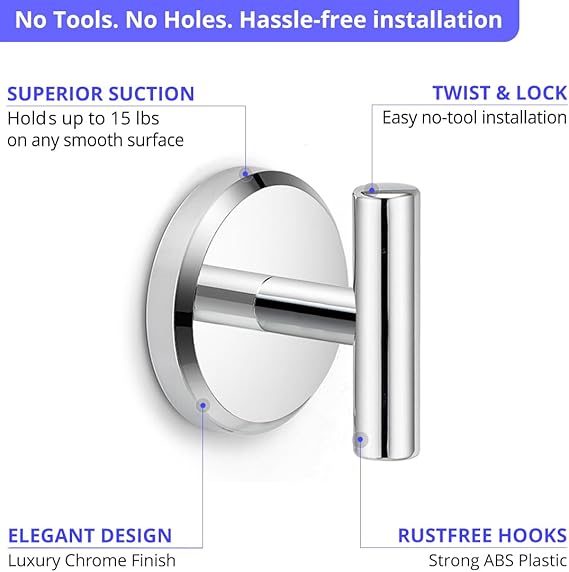 Chrome - HOME SO Suction Cup Hooks for Shower
